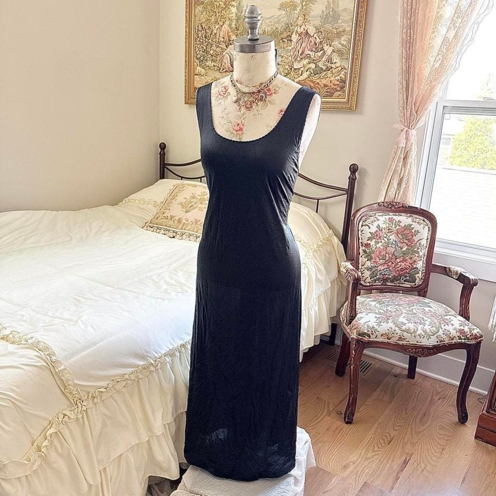 90s delicates black slip‎ dress size 2x